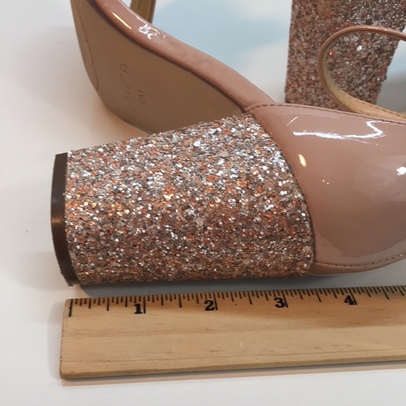 Unisa Pink pLeather Sandals with Glitter Block Heel And Ankle Strap Size 10 - Picture 6 of 10